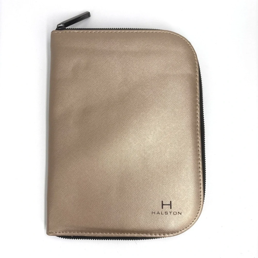 Halston Zip Around Jewelry Organizer Travel Case Faux Leather Storage